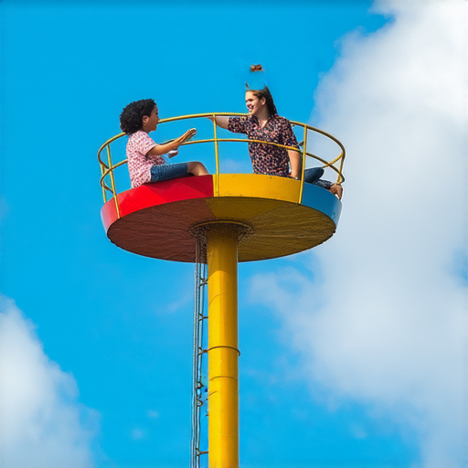 外籍英文老師帶著學生搭上摩天輪，享受高空中的一對一學習體驗，探索英語世界的樂趣與無限可能，讓學習飛得更高。