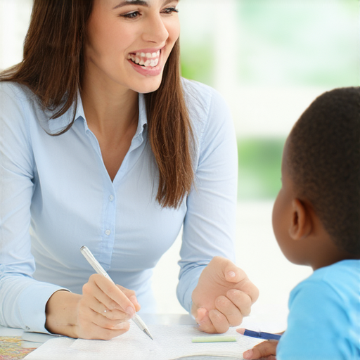 一位外籍教師正在給學生進行一對一的英文教學，桌面上有關於出血、出賣等詞彙的學習材料，教室環境友好，適合學習靈活的英文用法。