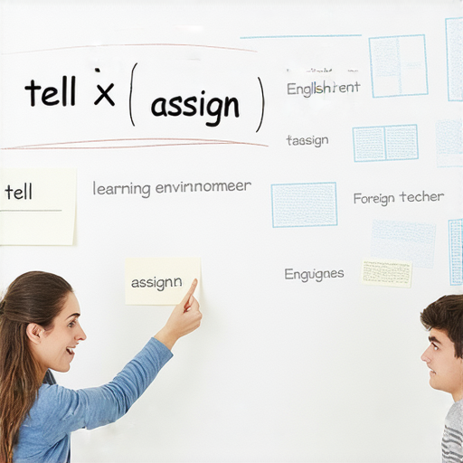 精準分配英文中的tell與分配用法的學習技巧，教師與學生互動的圖片，促進一對一外籍老師指導預約，加強語言學習效果，提升英文能力。
