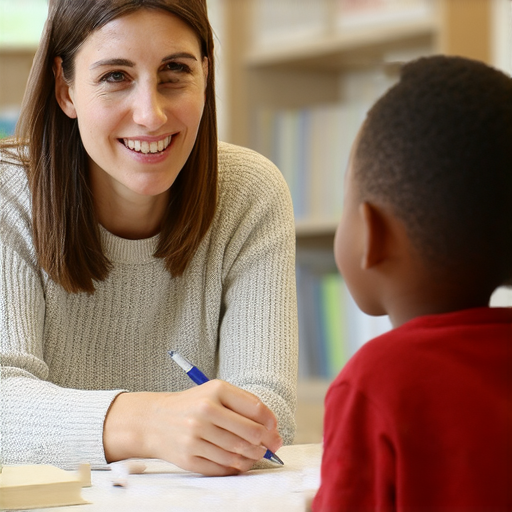 外籍老師一對一教學場景，學生專注於提升英語能力，教學互動中，顯示突破利益衝突的學習方法，學習環境輕鬆愉快。