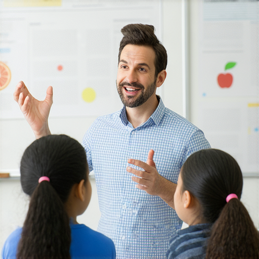 外籍老師在課堂上教學生探索英文教學的奧秘，涵蓋柔道、柚子和空調名稱翻譯，學生們聚精會神，提升流利對話能力。