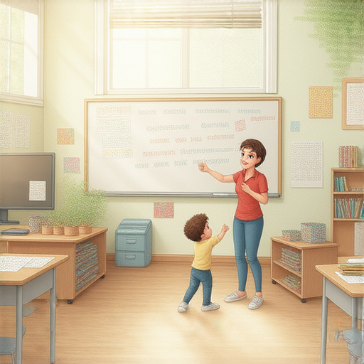 外籍老師與學生一對一互動學習，探索英文奧秘的教學場景，強調個性化教學和沉浸式學習的效果，激發學生對英文學習的熱情與興趣。