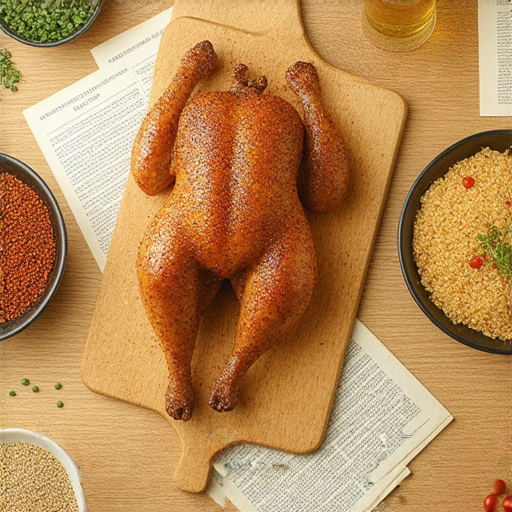 烏骨雞與烏拉圭文化的圖像，搭配外籍英文老師一對一教學場景，展示提升英文能力的互動學習過程，鼓勵探索美食與語言的結合。