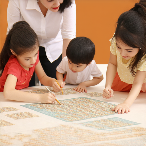 外籍老師與學生一起剪紙，教學過程中展示英文學習的互動，強調有效學習方法，副校長參與交流，展現多元文化與教師風格，幫助學生掌握英文學習的秘密。