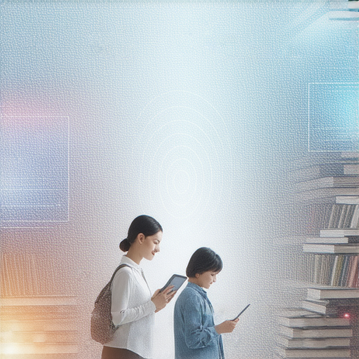 無線科技與英文學習的結合，代表著無私的奧秘與創新，圖片展示學習者使用無線設備探索知識的過程，展現無限可能與便捷學習的主題。