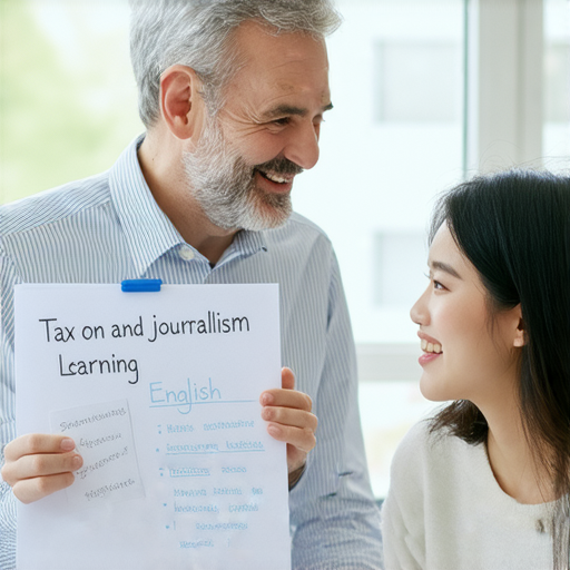 外籍英文老師一對一教學服務專注於報稅和報館英語，形象展示學員與老師互動，掌握實用語言技巧，讓學習無縫接軌，提升專業能力。