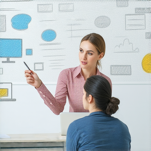 探索採購英語的秘密，提升商業談判能力的圖片，展示外籍老師進行一對一教學，學員專注學習，背景有商業相關圖示，強調個性化教學與提升專業技能的概念。