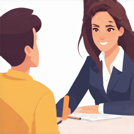 外籍老師一對一模擬面試畫面，學員自信發言，強調探索英語學習新模式，助力突破自我，提升語言能力，打造良好學習環境，促進學習效果。