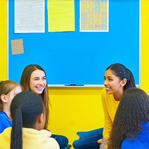 探索英文世界的圖片由外籍老師與學生互動學習流利英語，傳達從節哀順變到節省時間的教育理念，展現活潑的學習氛圍與吸引人的課堂環境。