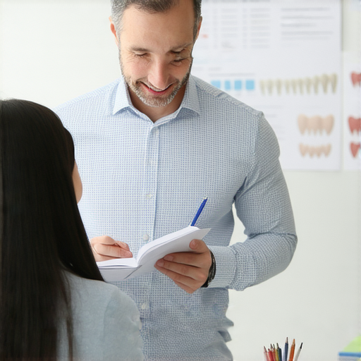 外籍老師與學生進行一對一教學，專注於牙醫與牙齒矯正英文，提升學生的專業詞彙與溝通技巧，營造良好的學習氛圍，促進語言能力的提升。