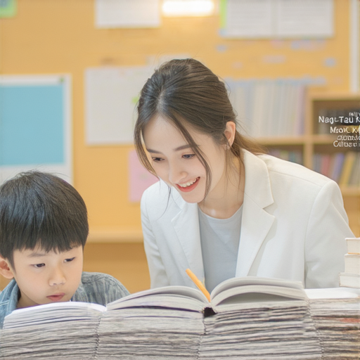 牛頭角慕光英文書院外籍老師一對一教學場景，學生專注學習英文，探索英文的無限可能，營造積極的學習氛圍。