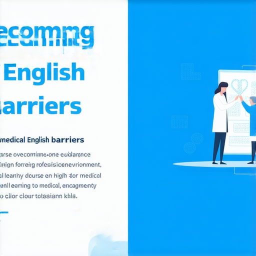 突破醫療英語障礙的課程宣傳圖片，展示醫護專業術語和外籍老師一對一指導的學習情境，適合想提升醫療英語的專業人士。