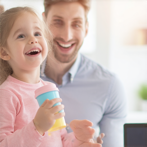 學習英文的學生與外籍老師進行一對一教學，手中拿著搖搖杯，表情愉快，展現出學習英文的樂趣與熱情，傳遞出搏盡無悔的學習精神。