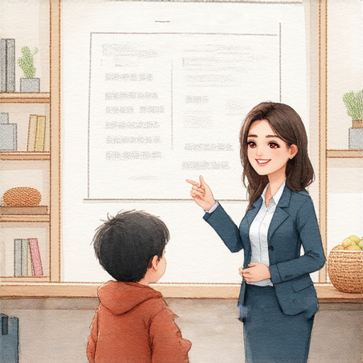 外籍老師與學生互動，一對一教學，探索英文魅力的課程，背景顯示特產和特警元素，突顯英語學習的多元化和趣味性，體驗學習的快樂。