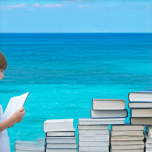 外籍老師一對一教學場景，學生專心學習英語，流暢地掌握單詞，背景中有大海與書籍，象徵學習的挑戰與成就，展現提升英語能力的秘密。