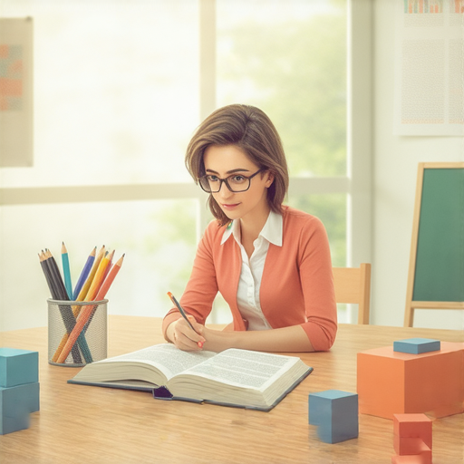 一位外籍老師與學生進行一對一的英文教學，背景有正常運作與正方體的學習工具，強調輕鬆掌握英文的關鍵，學生專注於學習。