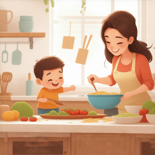 探索廚房英語與外籍老師一對一教學的場景，學生專注學習廚房術語，老師提供指導，環境輕鬆愉快，彰顯語言學習的趣味與實用性。