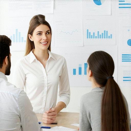 企業世界的英文教學場景，外籍老師與學生一對一進行商業語言技巧提升，展示學習過程與互動，旨在揭開商業秘密，強化英語交流能力。