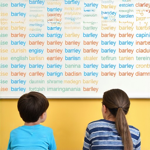 探索英文的奇妙世界的圖片，展示從大麥到大麻的用法，外籍老師一對一教學的場景，學員積極參與，畫面生動有趣，突顯學習英語的樂趣與深度。