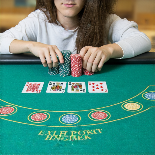 掌握英文撲克術語的學生在與外籍老師進行一對一的交流中，提高溝通技巧，畫面中有撲克桌和撲克牌，背景顯示互動學習的氛圍。