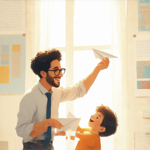 紙飛機和紙皮教學瞬間，外籍老師與學生一對一互動，展現提升英文能力的翻轉學習過程，鼓勵創意與實踐，提升語言學習效果。