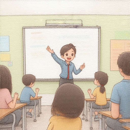 外籍英文老師教學場景，學生專注學習，老師引導互動，探索英語原料與原理，提升流利度，增進語言能力，學習環境輕鬆愉快，讓英語學習更有效。