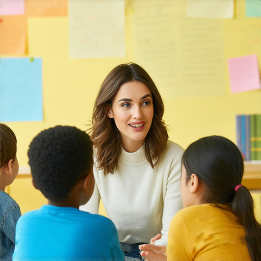 外籍英文老師與學生互動，鼓勵學生面對失去與失敗，重拾信心的學習場景，展現支持與激勵的氛圍，促進個人成長與自我反思的過程。