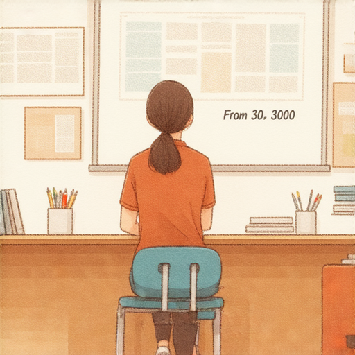 外籍英文老師一對一教學場景，學生與老師互動學習，教室環境友好，表現出學習英語的熱情，標題為從30到30000，展現英語進步的願景。