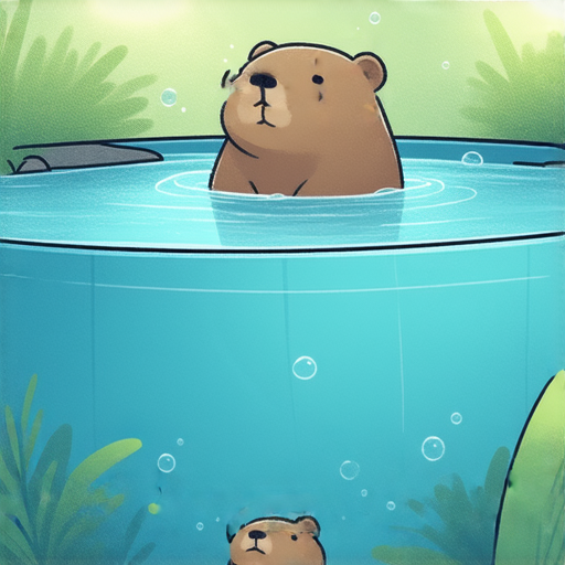 探索水的奧秘的圖片，展現水缸與可愛水豚，象徵學習英文的最佳方式，激發對水的好奇心，增加對自然界的理解與關注，適合所有年齡層的學習者。