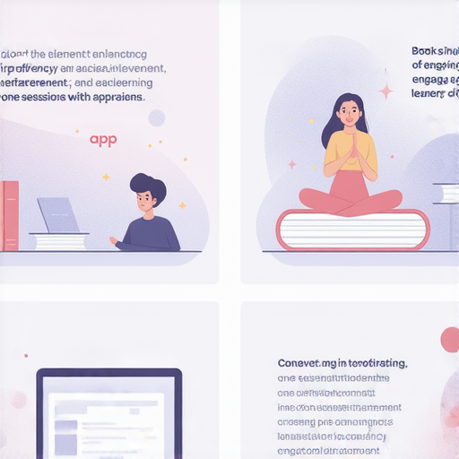 提升英文能力的視覺介紹，包括專業術語如app和appraisal，並強調外籍老師一對一教學服務的優勢，展現學習者進步的情景。