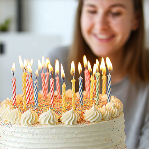 學生在一對一英文課程中學習生日祝福的驚喜詞句，背景有生日蛋糕與慶祝裝飾，體現生日祝福的藝術，提升外語表達能力，讓課堂更精彩，增強學習趣味。