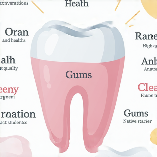 口腔問題的英語關鍵詞圖片，展示學習如何用英文表達牙齒、牙龈、口腔健康等問題，幫助學習者流利與外籍老師對話，提升英語醫學詞彙能力。