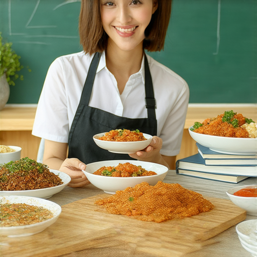 探索可口美食與英文教學的完美結合，圖片展示外籍老師對學生進行一對一專業輔導，學生享受美食與學習樂趣，提升英文能力，體驗獨特的學習方式。