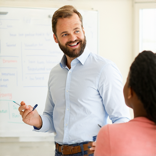 外籍英文老師一對一教學，學生專注學習，展現積極互動，總督導學習之道為學習者開啟全新英文視野，提升語言能力與自信心。