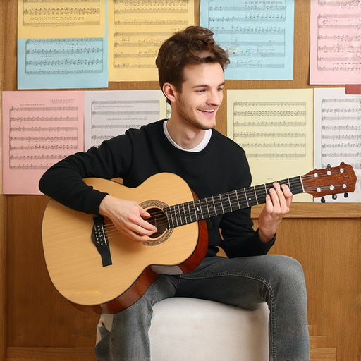 揭開吉他英文的祕密，一位外籍老師與學生一對一學習吉他譜和相關詞彙，專注於提升吉他技巧，營造輕鬆愉快的學習氛圍。