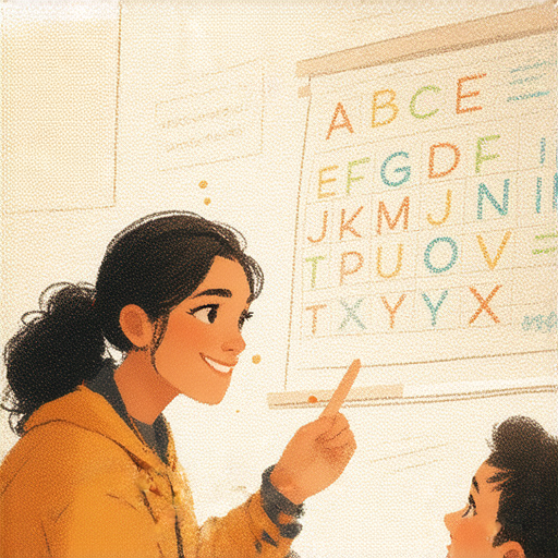 外籍英文老師一對一教學，學生專注於探索字母的奧秘，提升英文實力，互動學習過程中充滿樂趣與挑戰，激發學習動機與語言能力。
