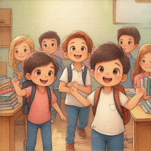 探索英文世界的側背包與書籍，外籍老師指導學生一起揭開語言奧秘，透過偵探故事學習英語，增進語言能力和思維方式，充滿樂趣的學習環境。