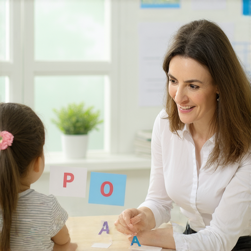 一對一外籍老師與學生互動，專注教授P、O、A等關鍵詞彙，幫助學生解鎖英語潛力，提升語言能力，營造良好的學習環境。