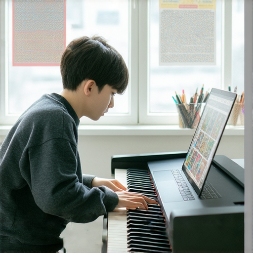 掌握Photoshop液化技巧的學生在學習Piano與Pokemon英文，獲得外籍老師一對一教學的體驗，提升學習效果的場景。