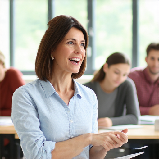 外籍英文老師指導學生撰寫專業推薦信，教學場景中有筆記本和電腦，老師熱情講解關鍵技巧，提升學生信心，促進英文寫作能力進步