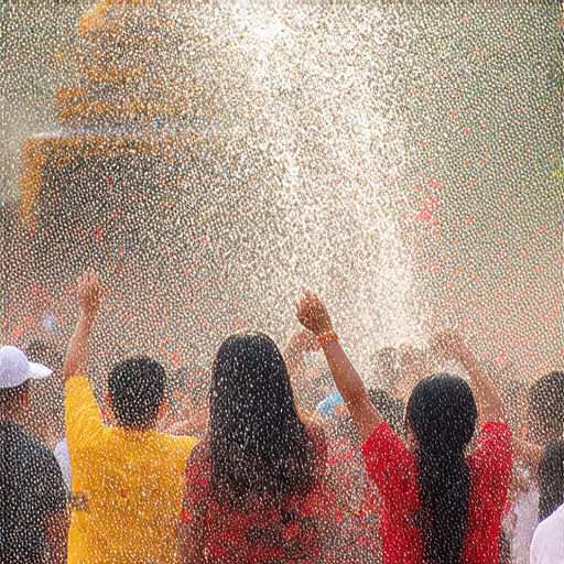 泰國潑水節上歡樂的人群，展示傳統文化和熱情氣氛；四面佛的壯觀景象引人入勝，外籍英文老師助你在景點流利交流，探索泰國獨特魅力。