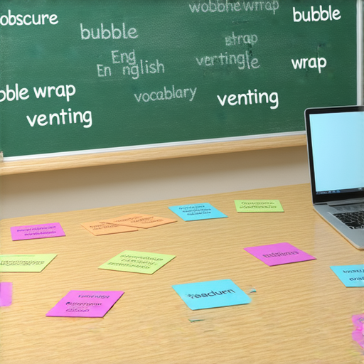 解密英語中冷僻詞彙的教學圖片，展示從泡膠到發牢騷的詞彙，外籍老師一對一指導，助你輕鬆掌握英語技巧與單字運用。