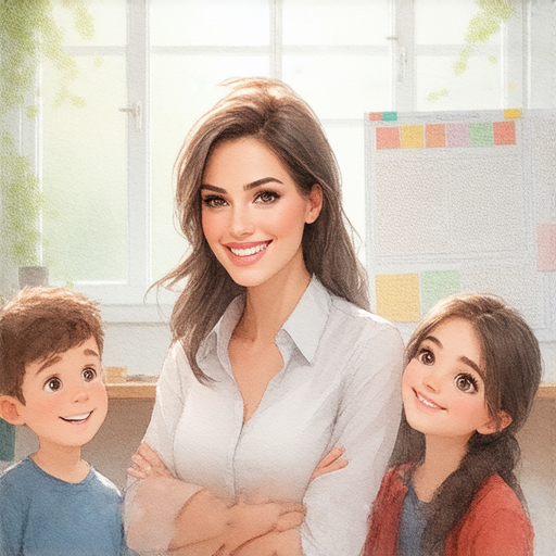 專業外籍老師與學生互動學習英語的場景，提供愉快的學習環境，探索新世界的過程中，學生臉帶笑容，展示有效的英語學習方法和愉快的學習體驗。