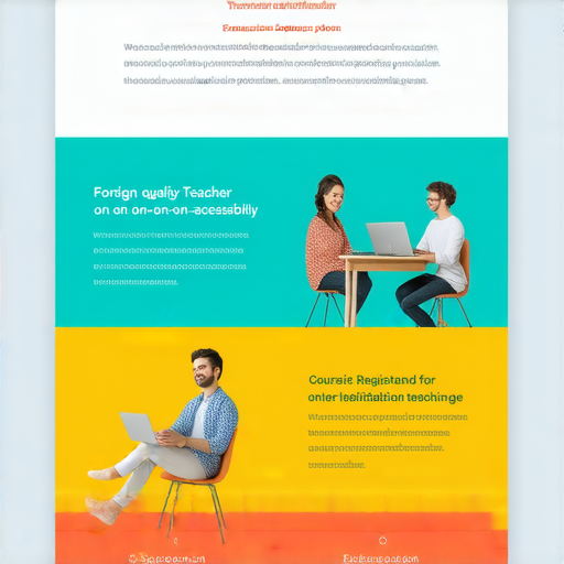 外籍英文老師提供一對一教學的海報，強調無論學習需求為何，都能輕鬆開始探索課程，鼓勵立即註冊以獲得定制化教學體驗。