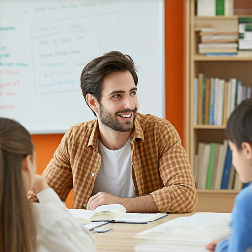 提升英文態度與技能的慕光書院一對一外籍老師教學場景，學生專心學習，教師耐心指導，展現互動學習的效果及專業氛圍，幫助學生掌握英語。