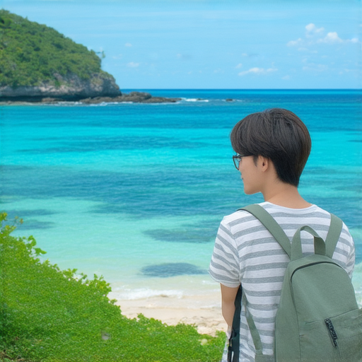 探索海濱魅力的場景，外籍老師與學生進行一對一英文輔導，學生專注學習，周圍環境美麗宜人，吸引新學員報名提升英文技巧。