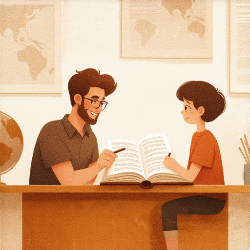 探索英文學習奧秘的圖片呈現外籍老師一對一教學情境，學生與老師互動學習，展示開啟英文之旅的契機，強調內涵與內科的深入探索。